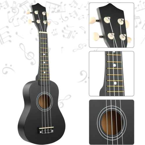 21Inch Ukulele Set for Beginners 4-String with Bag Clip&4 Picks-White 2