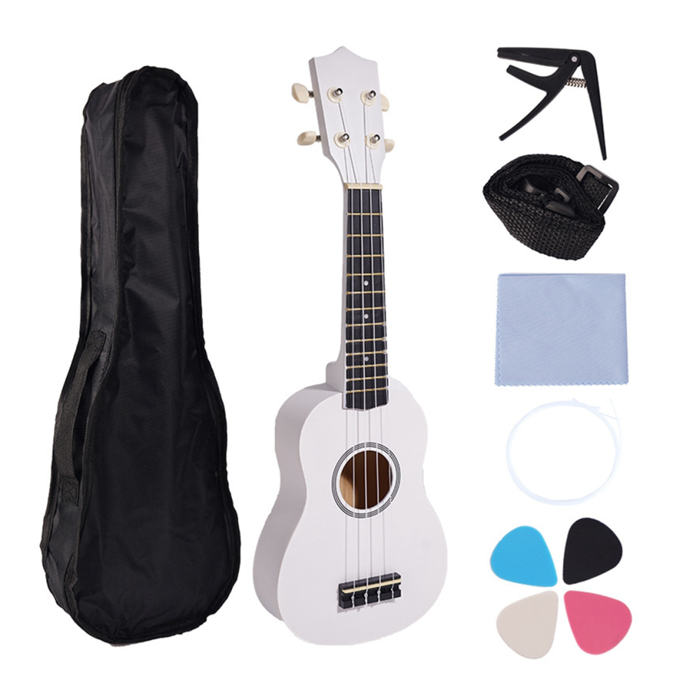 Kepptory 21Inch Ukulele Set For Beginners 4-String With Bag Clip&4 Picks-White