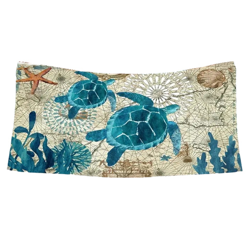 Quick-Drying Beach Towel with Sea Turtle Pattern,Soft and Absorbent,A-image-OPC-PJ9PPMH-NEW