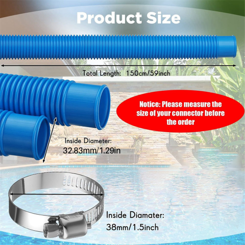 2 Pack Pool Hoses for Above Ground Pools, Filter Pump Hose 2