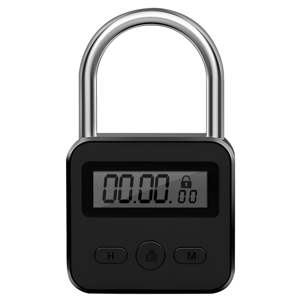 Metal Timer Lock Lcd Time 99 Hours Max Timing Usb Padlock,Black 4853041826216