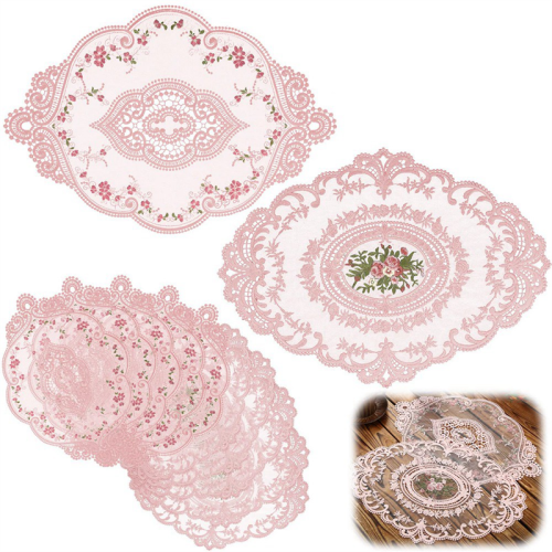 10Pcs Lace Doilies for Tables Embroidered Placemats Table Mat 2