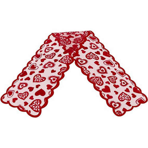Valentines Day Decor Table Runner, 13 x 72 Inch Red Lace Runner 1