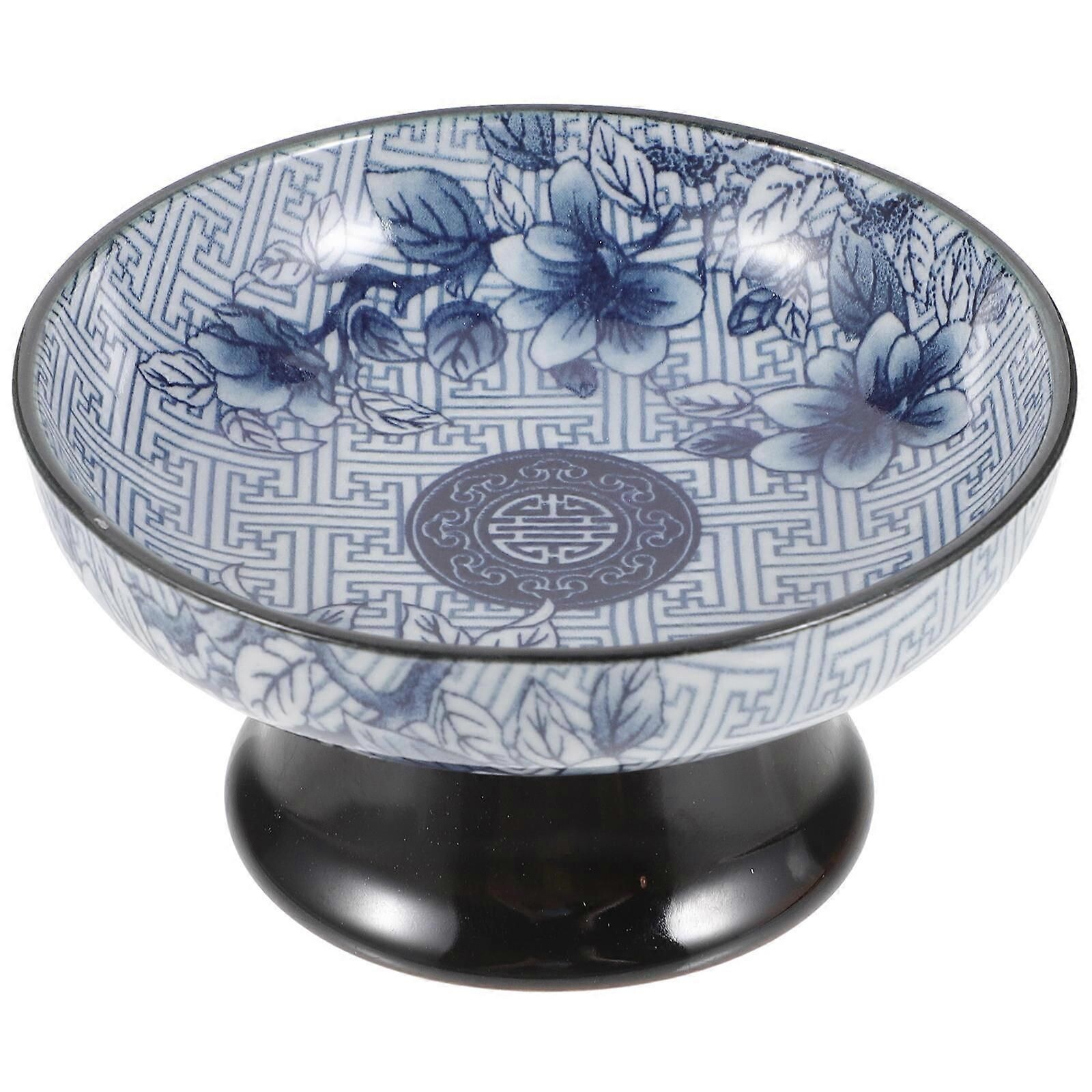 Assiette à Fruits Sur Pied – Dorée, Résine, Motif Floral (neuf)
