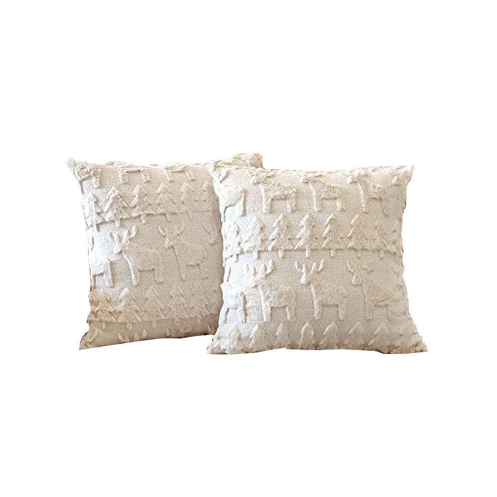 Lot de 2 housses de coussin décoratives en velours de laine courte et douce