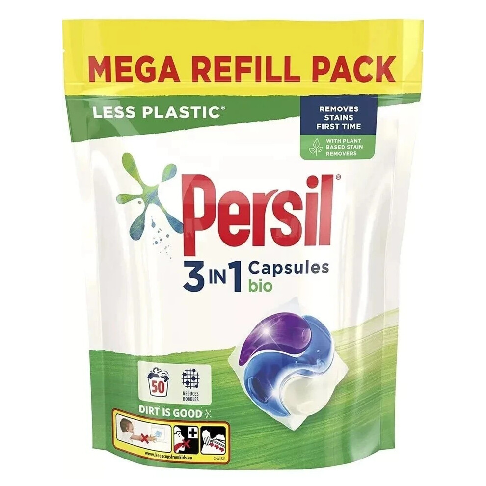 Persil 3In1 Bio Powercaps 50 Washes Laundry Detergent Pods, Deep Clean