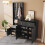 (black) Wardrobe set with shoe bench and cushion 11