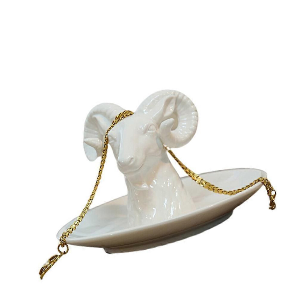 Plateau de rangement pour bijoux en céramique blanche, accessoire de maison élégant pour occasions spéciales,