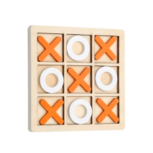 Wooden Board Tic- Toe Game XO Table Toy Classical Family Children Puzzle Educational Toys Orange + White