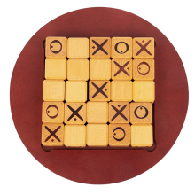 XO Chess Board Wooden Mini Tic--Toe Game Desktop Board-Games Interactive Educational -Toys for Children