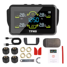 With 4 External Sensors Solar TPMS T14-1 Tire Pressure Monitoring