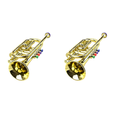 2X Trompetas para niños Juguete educativo musical ABS dorado con 4 colores