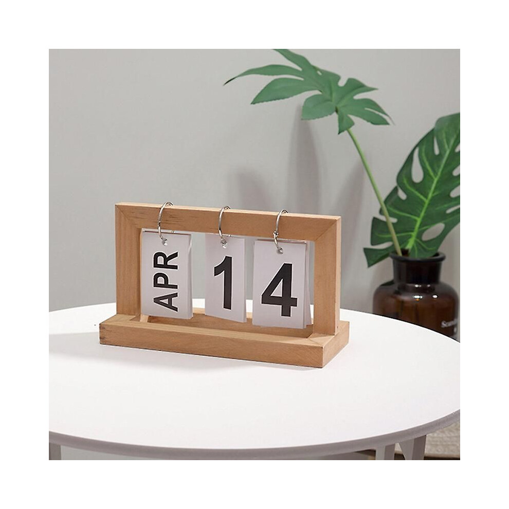 Calendrier de bureau en bois, tableau à feuilles mobiles, calendrier à pages tournantes, calendrier