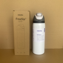 (WHITE) Owala Insulated Stainless Steel Water Bottle with Straw, BPA-Free Sports Water Bottle, Great for Travel, 32 Oz,