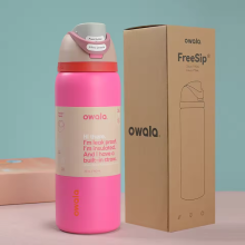 (HOT PINK) Owala Insulated Stainless Steel Water Bottle with Straw, BPA-Free Sports Water Bottle, Great for Travel, 32 Oz,