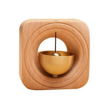 Brass Dopamine Doorbell Wooden Bell Entrance Wind Chime Japanese Housewarming Gift Entrance Pendant Square