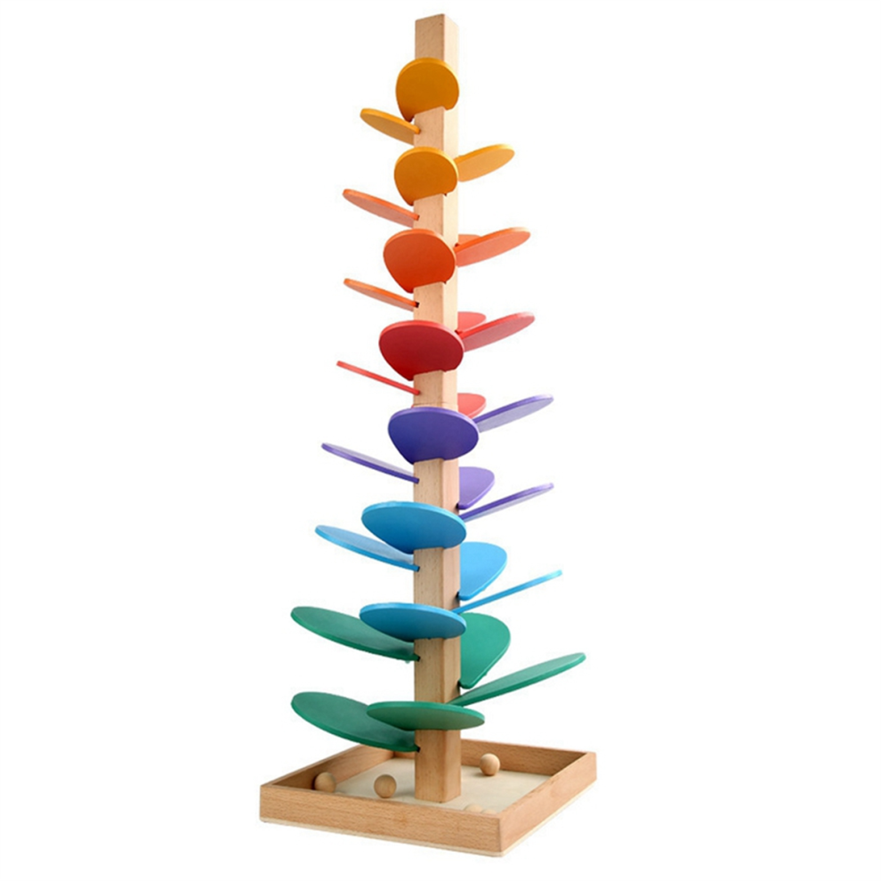 ÁRbol Musical ArcoíRis Con PéTalos De Madera, Bolas De Canicas Y Juguetes Educativos Musicales Para NiñOs.-image