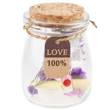 Creative Wooden Cork Bottle Flower Wishing Bottles Glass Gift Jar for Paper Star Candy Message (Assorted