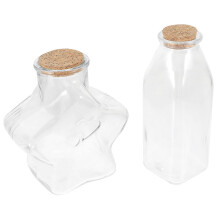 Wishing Bottle Design Glass Storage Holder Diy Decorative Square Shape Assorted Color 2Pcs