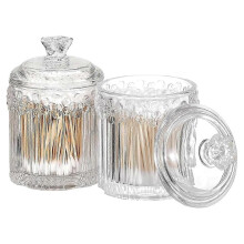 2pcs Glass Cute Jars with Lid Candy Jar Bathroom Canister