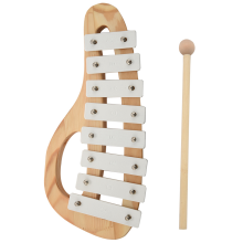 4 xilófonos de mano Glockenspiel con mazos, 8 tonos, lámina de aluminio, instrumento musical de madera, juguete preescolar