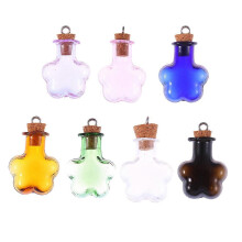 Mini Jars Wishing Bottles with Cork Plum Flower Shape Pendant Adornment for Mobile Phone Home Outdoor