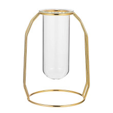 Unique Flower Vase Glass Plant Tube Home Decoration Simple and Generous Metal Glass Flower Table Decoration
