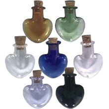 Cork Lid Glass Wish Bottles Honeymoon Memorial Keepsake Pink Color 7Pcs