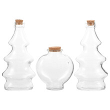 Wedding Souvenir Wishing Bottle Glass Heart Shaped Ornament 12x11cm 3Pcs