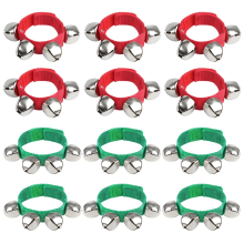 12 pulseras con cascabeles, cascabeles, instrumentos musicales de ritmo para el tobillo, para niños, regalos de fiesta de Navidad (A)