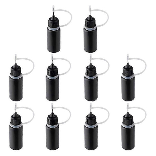 10Pcs Precision Tip Applicator Bottles Black Metal Needle Plastic Bottle 10ML Precision Tip Applicat