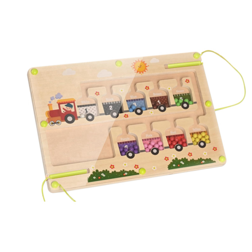 Labyrinthe Magnétique Montessori – Couleurs Et Chiffres – Planche Bois Océan – Dès 3 Ans – Cadeau Éducatif