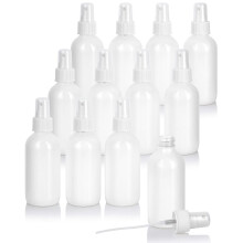 4 oz / 120 ml High Shine Gloss White Glass Boston Round Bottle with White Fine Mist Spray (12 pack)