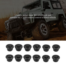 12 szt. metalowych nakrętek zabezpieczających koła 4 mm do modeli RC Crawler 1/10 TRX4 TRX6 Axial SCX10 90046 AXI03007 Redcat, czarny
