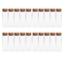 20pcs Clear Cork Glass Bottles Mini Tea Storage Jars (30x150mm)