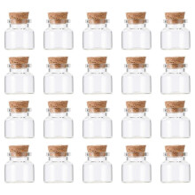 Small Glass Bottles Square Shape for Decoration Tea Subpacking Wooden 3.00X3.00X3.00CM 20Pcs