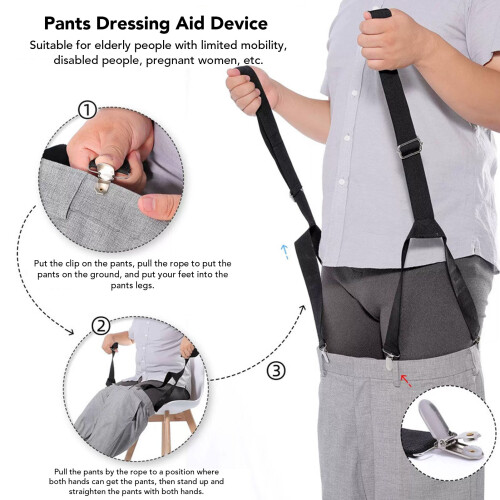 Senior Trouser Pulling Aid Adjustable Metal Clip Dressing Helper for Disabled 2