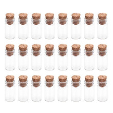 1 Pack 30pcs 1.5ml Clear Small Mini Glass Jars with Cork Stoppers DIY Wish Bottles For Message Weddings