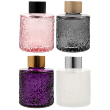 4pcs Embossment Aromatherapy Containers Glass Aroma Bottles Dry Flower Holder