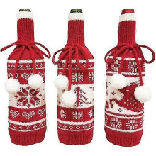 3 Christmas wine bottles knitted Christmas wine bottles C Elik
