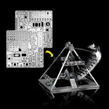 2X 3D-metallimallipakkaus viikinkilaivan kokoonpanoon, DIY-leikattu palapelilelu aikuisille, omaperäisyys