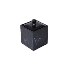 Cotton Pads Jar Resin Organizer Home Use Black 7.9*7.9*11.2cm Cotton Swab Storage Space Saving 1Pcs