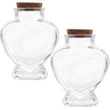 Heart Shaped Bottle Glass Storage Bottle Wishing Bottle For DIY Craft Decorative Item 2Pcs