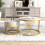 (white) 2-in-1 round coffee table with marble top 1