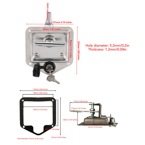 Stainless Steel Truck Tool Box Latch Fold T-Handle Lock 517g 1