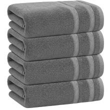 4 X Large Jumbo Bath Sheet Towels 100% Egyptian Cotton Big Bath Towels Set (Charcoal Grey)