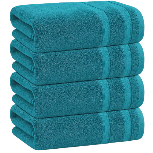 4 X Large Jumbo Bath Sheet Towels 100% Egyptian Cotton Big Bath Towels Set (Teal)