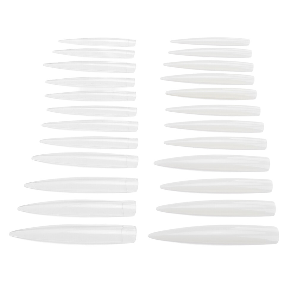 White 240 Pcs Clear Long Stiletto Nail Tips For Acrylic Nails