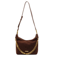 (Brown) Dumpling Shape Solid Color Single Shoulder Crossbody Bag Casual Handbag Gift