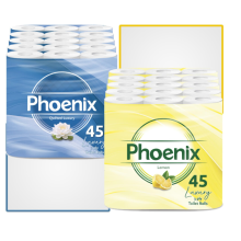 Phoenix Toilet Rolls 90 Pack 3 Ply Lemon Scented & Quilted Luxury Unscented